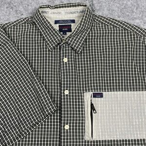 VTG Tommy Jeans Shirt‎ Mens Large Gray Check Plaid Short Sleeve Mesh Pocket